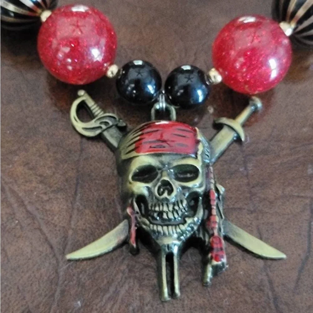NEW- Chunky Bubblegum Bead Pirate Necklace